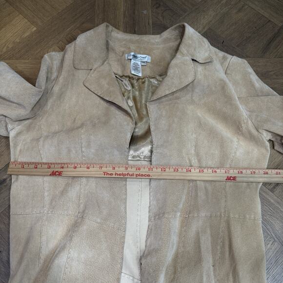 VTG Coldwater Creek Suede Long Beige Leather Jacket Women's Size Petite Medium - Picture 6 of 8
